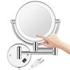AMZNEVO Wall Mounted Lighted Makeup Mirror, 8 Inch Double-Sided 1X 5X Magnifying Mirror for Bathroom, 11'' Extendable Arm, 360 Swivel, Touch DimmableLED Lights, Powered by Plug in, Chrome view 1