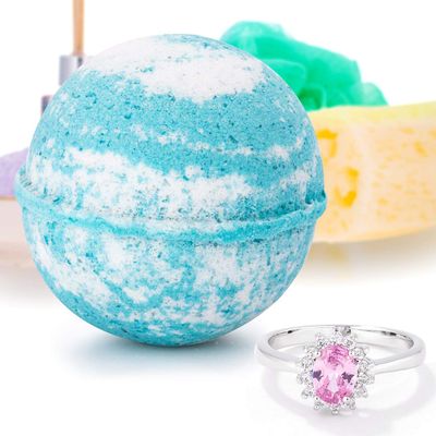 Bauble Bomb's Boyfriend Jewelry Surprise Deluxe X Large 9 oz Bath Bomb Fizzies Made in USA, Cruelty Free! Ring Size 06