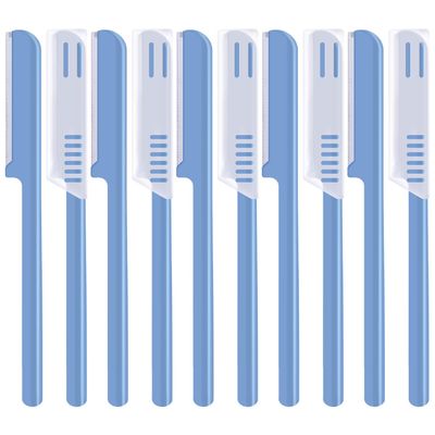 Women's Facial Razor Eyebrow Shaver Razor Brow Shaper Eyebrow Trimmer Dermaplaner Shaping Tool with Cover (Blue)