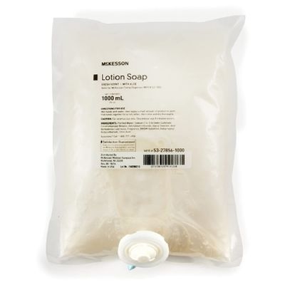 McKesson Pack of 10 Refill Bags of Lotion Soap 1,000 mL Liquid Hand Soap with Aloe for Moisturizing the Skin Neutral PH Fresh Scent Gentle & Effective Enriched with Conditioners