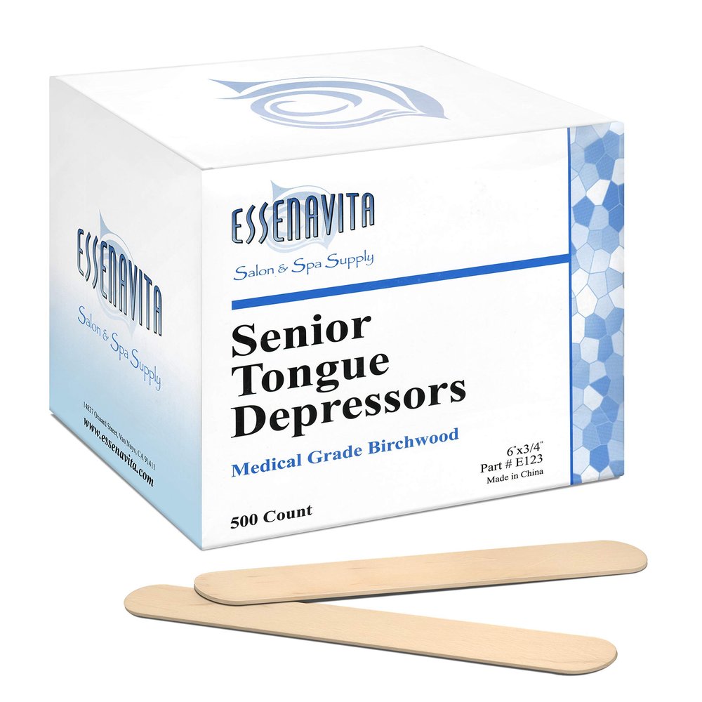 Essenavita Wax Sticks 500-Pack  Large 6" x 3/4" Birchwood Waxing Applicators, Smooth, Durable & Strong, Perfect for Spa or Home Hair Removal