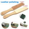 1Set Leather Polish Sharpening Strop,Edge Double Leather Strop, Wooden Dual Sided Leather Buffing Blade Strop with Green Grinding Paste view 2