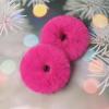 2pcs Pack Furry Faux Rabbit Fur Hair Scrunchies Artificial Fur Hair Bobbles Elastic Hair Band Rope Wristband Ponytail Accessories Hot Pink view 3