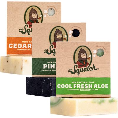 Dr. Squatch Natural Bar Soap for Men - Cold Process Soap with No Harsh Chemicals - Pine Tar, Cedar Citrus & Cool Fresh Aloe (5 oz, 3-Pack)