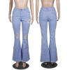 Andongnywell Women Ripped Flare Jeans Destoryed Mid Waist Bell Bottom Denim Pants Butt Lift Push Up Wide Leg Denim Pants (Blue,Medium) view 3