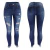 Andongnywell Womens Mid Waist Ripped Jeans Distressed Stretch Skinny Denim Pants Juniors Slim Fit Destroyed Jean (Blue,X-Large) view 2