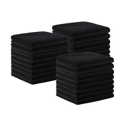 Arkwright Bleach Proof Salon Towels Bulk - Pack of 24 - Ultra Soft, Gentle Microfiber, Highly Absorbent & Quick Dry Spa Facial Towel for Hair Stylist, Nail Shop, and Esthetician, 16 x 27 in, Black
