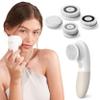 Raedia Handheld Facial Cleansing Brush with 4 Interchangeable Brush Heads by Vanity Planet - Lightweight Daily Cleansing Brush for Glowing Skin - Water Resistant Face Exfoliator - Warm Grey view 1