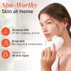 Raedia Handheld Facial Cleansing Brush with 4 Interchangeable Brush Heads by Vanity Planet - Lightweight Daily Cleansing Brush for Glowing Skin - Water Resistant Face Exfoliator - Warm Grey view 2