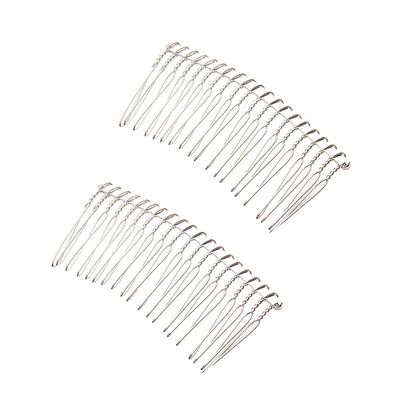 5 PCS 20 Teeth Metal Wire Hair Combs Hair Clip Bridal Wedding Veil Combs for Women Silver
