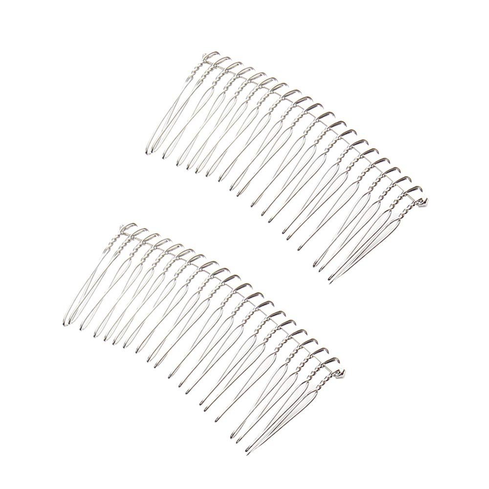 5 PCS 20 Teeth Metal Wire Hair Combs Hair Clip Bridal Wedding Veil Combs for Women Silver