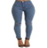 Andongnywell Womens Knee-Ripped Skinny Jeans Butt Lifting Denim Pants with Ripped Knees Knee Hole Stretch Jeans (Blue,Large) view 1