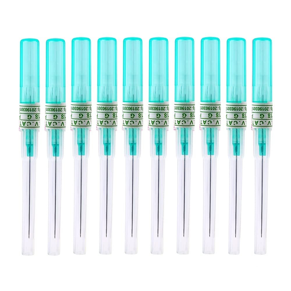 Piercing Needles 10pcs Ear Nose Piercing Needles IV Catheter Needles for Piercing Sterilised Body (18G-1)