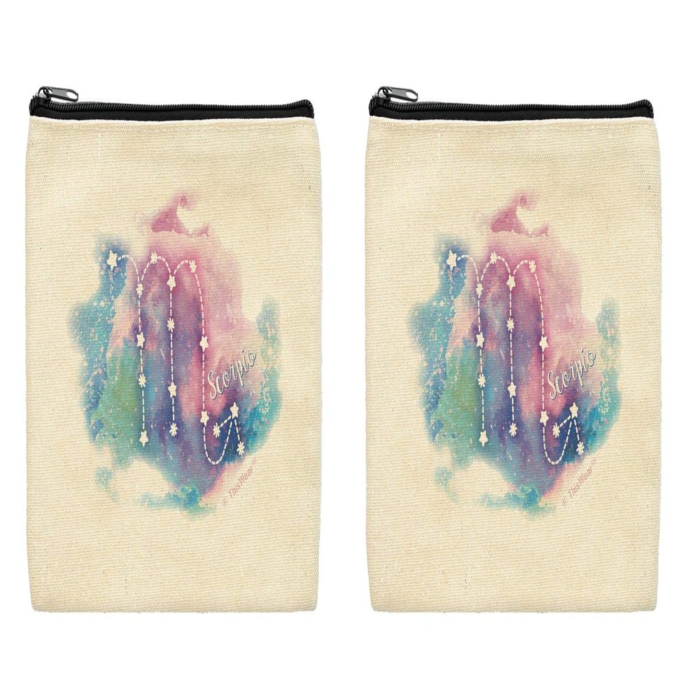 ThisWear Scorpio Zodiac Sign Constellation Makeup Bag Set Canvas Personal Item Bag Set 2 Pack Makeup Bags