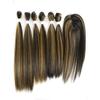 X-TRESS Highlight Balayage Synthetic Hair Bundles with Closure Yaki Straight Weft Weave Ombre Honey Blonde Swiss Lace Hair Extension Heat Friendly view 1