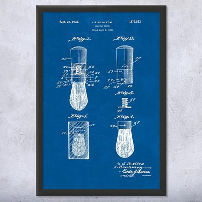 Framed Shaving Brush Print, Barber Shop Art, Barber Gift, Bathroom Decor, Stylist Gift, Salon Wall Art, Shaving Gift Blueprint (8x10)