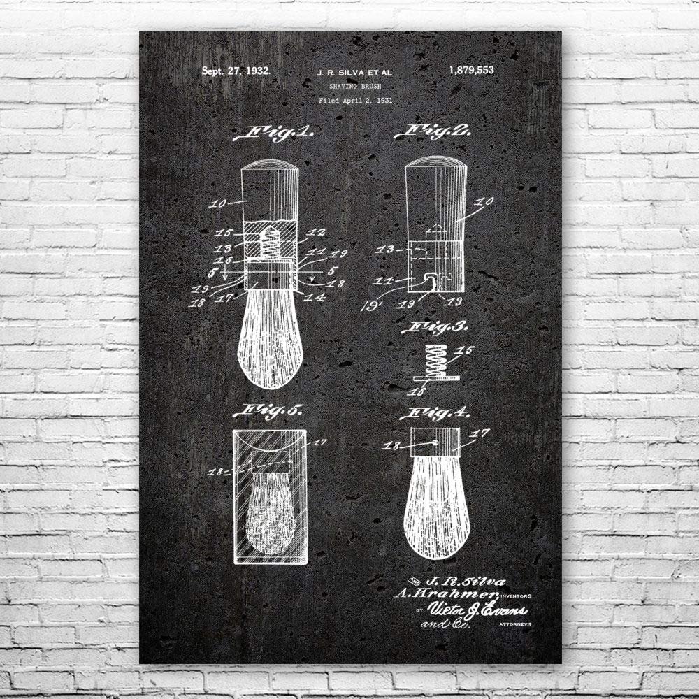 Shaving Brush Poster Print, Barber Shop Art, Barber Gift, Bathroom Decor, Stylist Gift, Salon Wall Art, Shaving Gift Dark Concrete (5 inch x 7 inch)