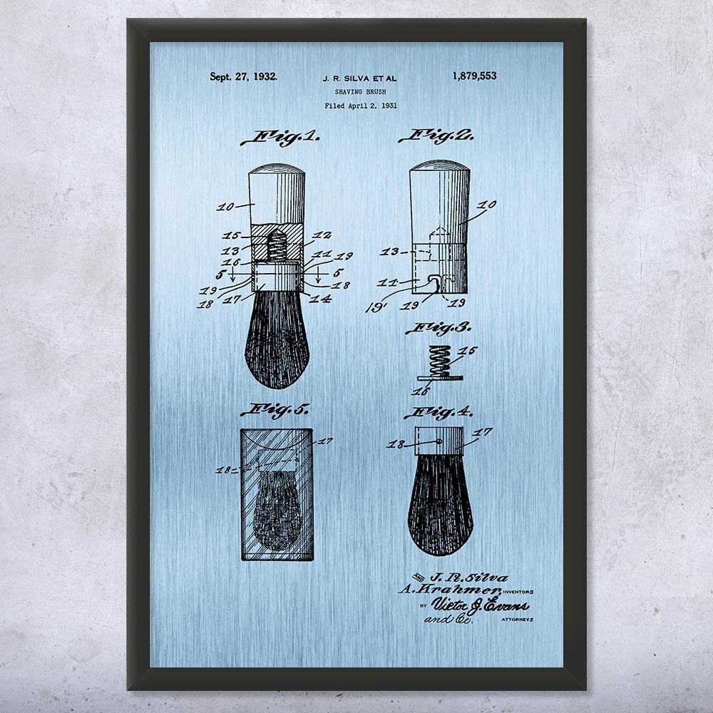 Framed Shaving Brush Print, Barber Shop Art, Barber Gift, Bathroom Decor, Stylist Gift, Salon Wall Art, Shaving Gift Blue Steel (8x10)