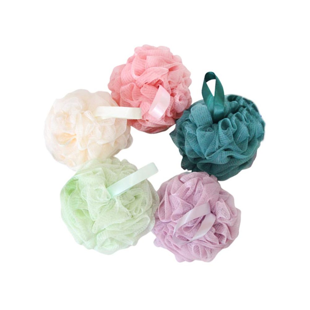 5pcs Shower Pouf Bath Body Loofah Shower Exfoliator Pouf Shower Bath Towels Bath Loofah Bathtub Scrubber Mitt Scrub Bath Puff Powder Puff Sponge