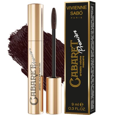 Vivienne Sab Cabaret Premiere Brown Mascara, Volume and Length, Defining, Curling, No Flaking, No Clumping, Smudge Proof, Washable, Cruelty-Free, Made in Europe, (05 Brown), 0.3 Fl Oz, 1 Pack