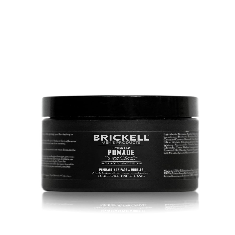 Brickell Men's Products Hair Styling Clay Pomade For Men, Natural & Organic with Strong Hold & Matte Finish, Product for Modern Hairstyles, 2 Ounces, Scented
