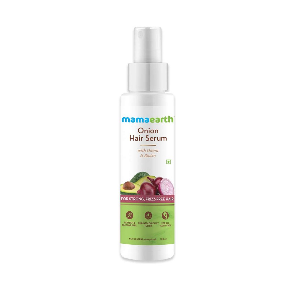Mamaearth Onion Hair Serum with Biotin | Smooth Strong and Frizz-Free Hair Solution | Hair Fall & Breakage Control Formula | 3.38 Fl Oz (100ml)
