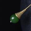 TOP SEWING Sterling 925 Hair Pins Handmade Silver Green Jade Hair Sticks with Gift Box view 2
