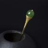 TOP SEWING Sterling 925 Hair Pins Handmade Silver Green Jade Hair Sticks with Gift Box view 4