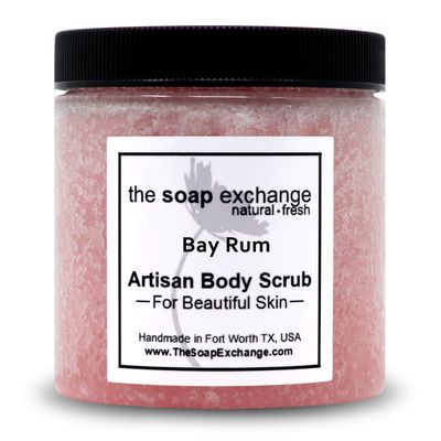 The Soap Exchange Sea Salt Body Scrub - Bay Rum Scent - Hand Crafted 8 fl oz / 240 ml Natural Artisan Skin Care, Shea Butter, Exfoliate, Moisturize, & Protect. Made in the USA.