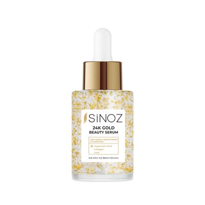 Sinoz 24K Gold Beauty Face Care Serum | Anti-Aging & Radiance-Boosting Formula | Reduces Fine Lines & Wrinkles | With Real Gold Particles | 1.02 Fl Oz (Pack of 1)