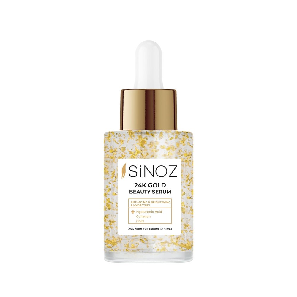 Sinoz 24K Gold Beauty Face Care Serum | Anti-Aging & Radiance-Boosting Formula | Reduces Fine Lines & Wrinkles | With Real Gold Particles | 1.02 Fl Oz (Pack of 1)