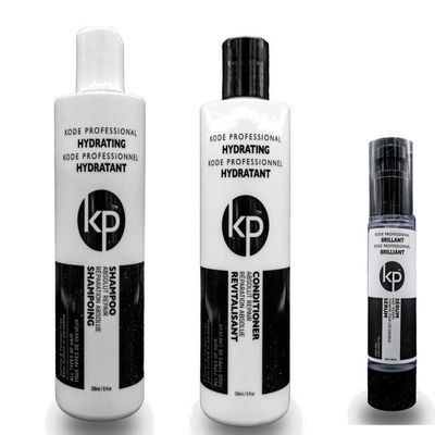 3pc Hydrating Serum Bundle: Kode Professional Hydrating Shampoo, Hydrating Conditioner and 50ml Brilliant Serum (8oz Serum)