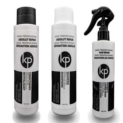 3PC Bundle: Kode Professional Absolut Repair Shampoo, Conditioner and 8oz Hair Rehab Kit (16oz Rehab Kit)