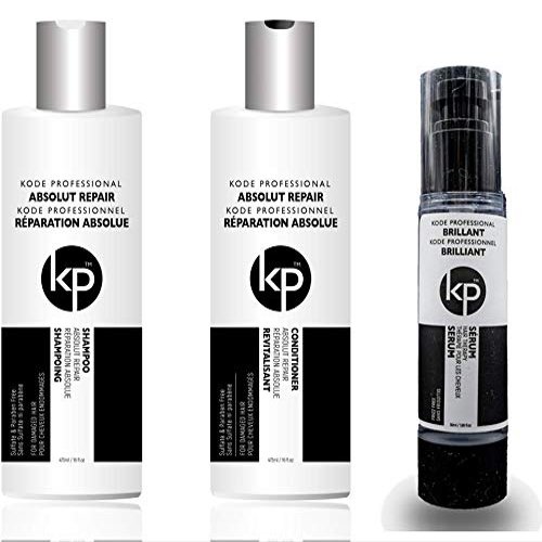 3PC Bundle: Kode Professional Absolut Repair Shampoo, Conditioner and 50ml Brilliant Serum (8oz Serum Kit)