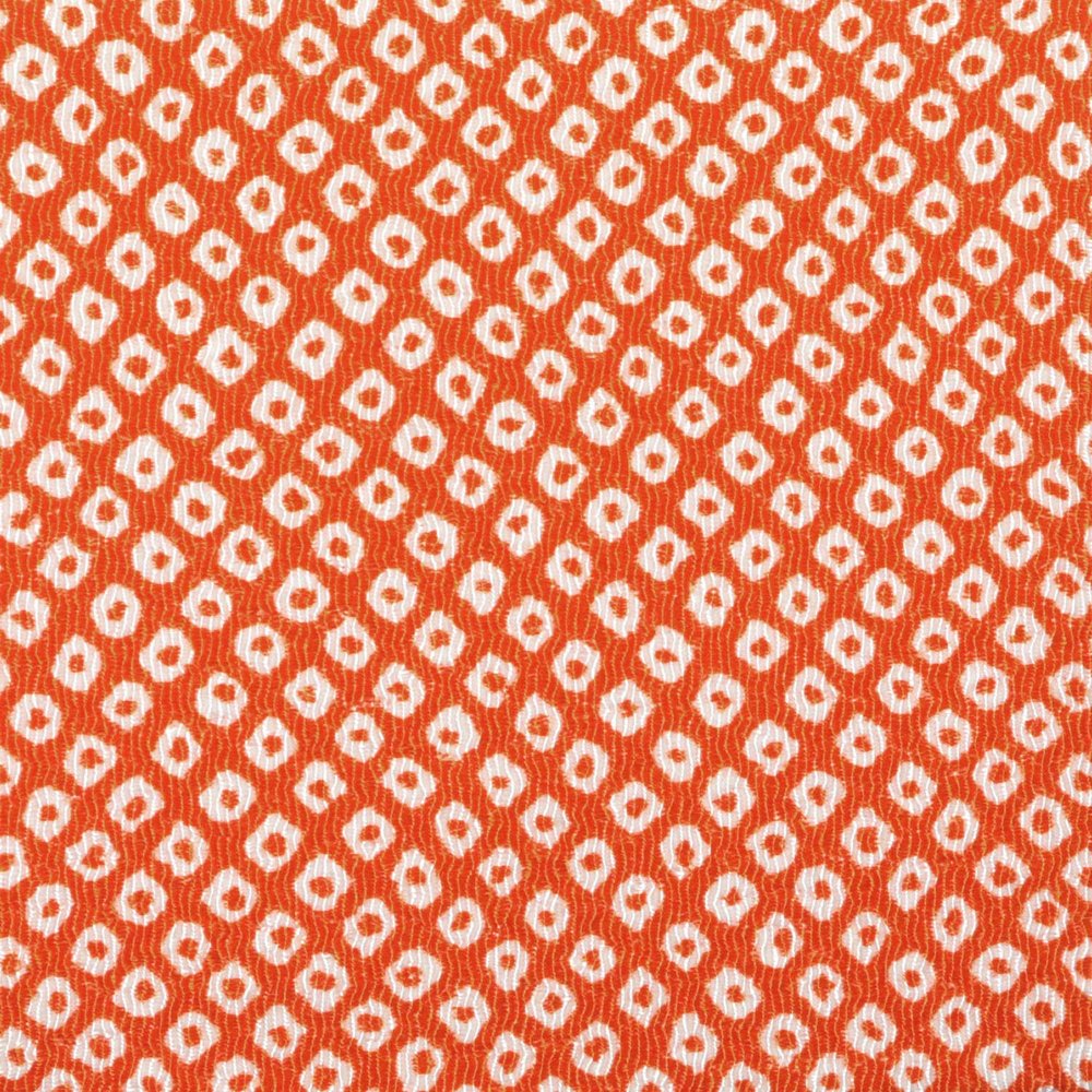 NBK Jirimen Yuzen Piercing Piercing Orange, Width Approx. 27.6 inches (70 cm) x 3m Cut Y020-06-3M