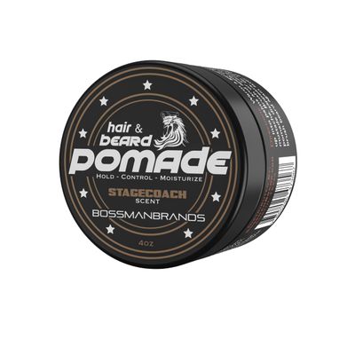 Bossman Hair & Beard Pomade for Men (Stagecoach Scent) Medium Hold & Moisturizing for Hair, Beard & Mustache Styling Made in USA