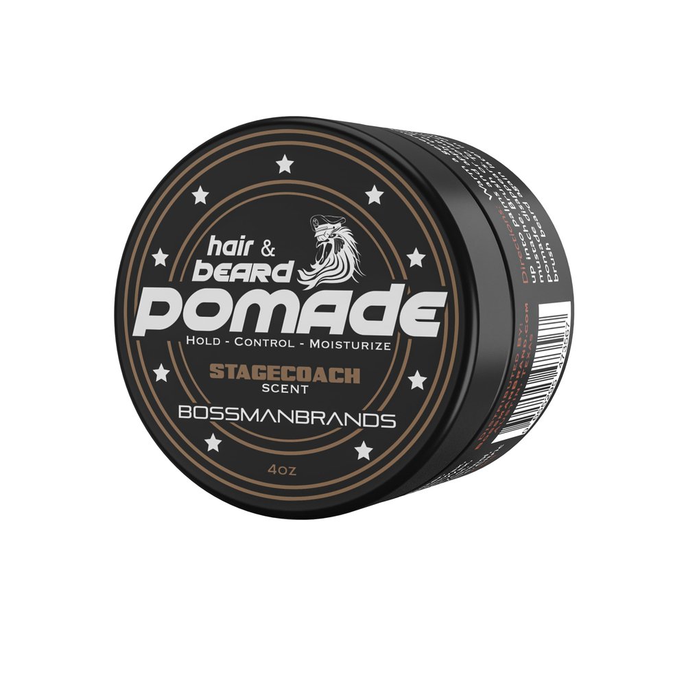 Bossman Hair & Beard Pomade for Men (Stagecoach Scent)  Medium Hold & Moisturizing for Hair, Beard & Mustache Styling  Made in USA