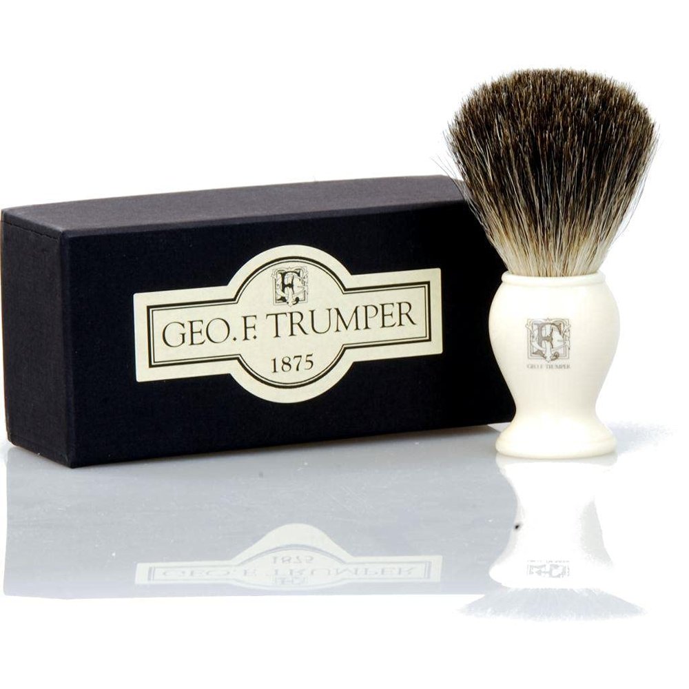 Geo. F. Trumper PB Range MEDIUM Shaving Brush with Best Badger Hair Simulated Ivory