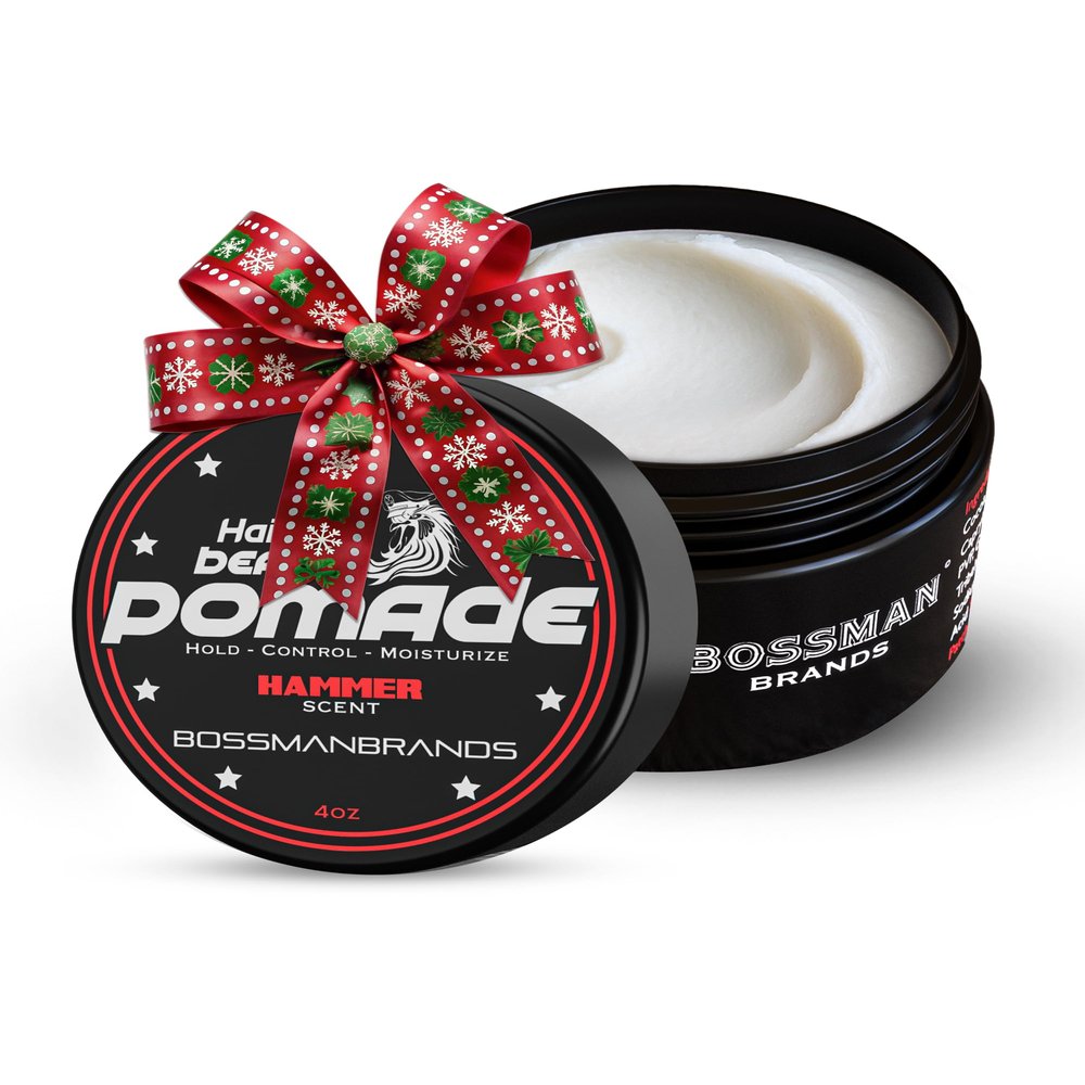 Bossman Hair & Beard Pomade for Men (Hammer Scent)  Medium Hold & Moisturizing for Hair, Beard & Mustache Styling  Made in USA