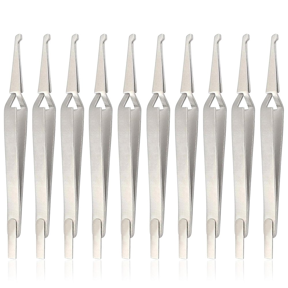 AAProTools 10 PCS Orthodontic Bracket Placer Self Holder Tweezers Reverse Action Tweezers (Long)