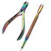 AAProTools Cuticle Pusher Remover with Nipper Colorful Stainless Steel Manicuring Nail Art Tool Set #4 view 1