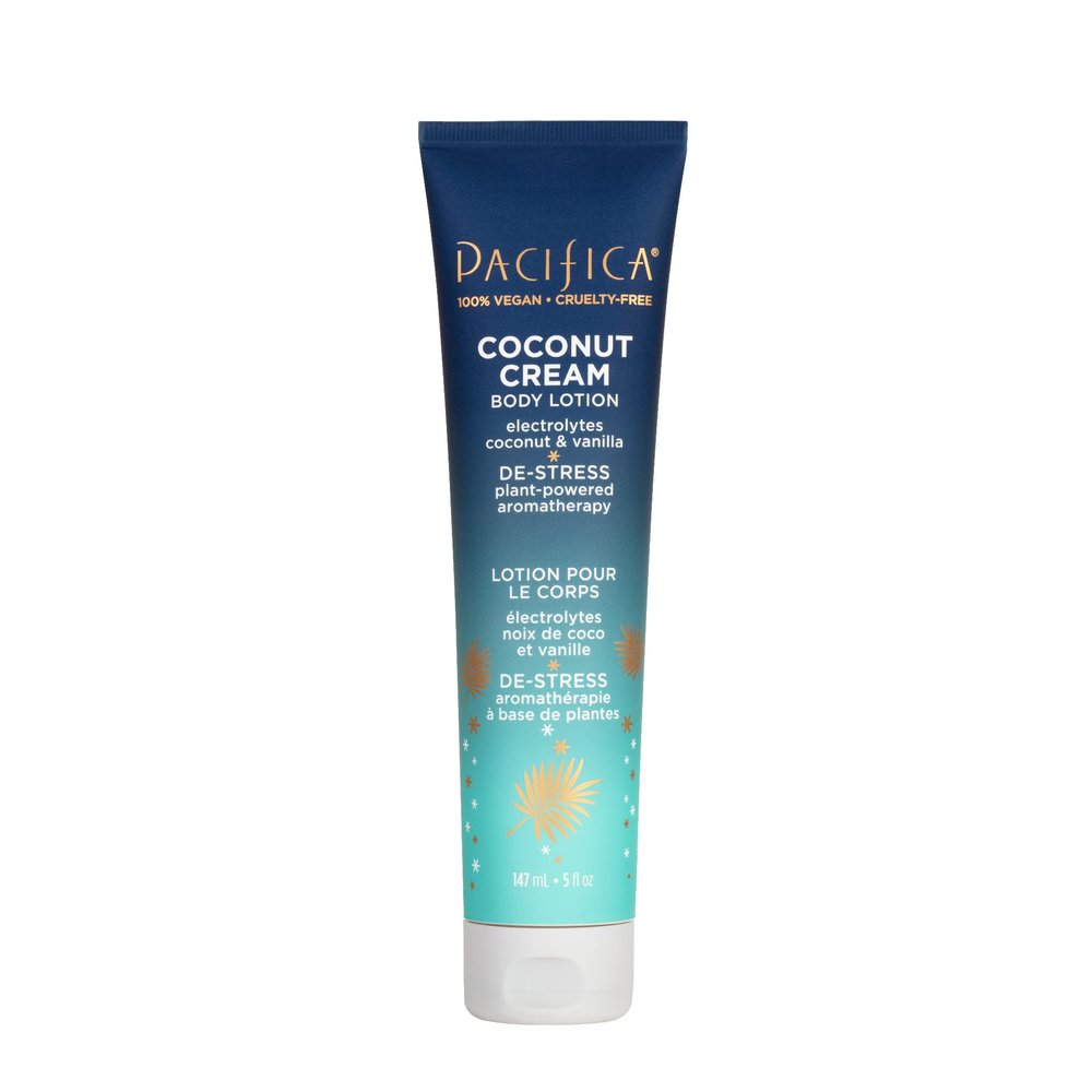 Pacifica Coconut Cream Body Lotion Moisturizing Coconut & Vanilla Body Cream w/Aloe, Vitamin E & Chamomile for Soft Skin, Soothing Hydration for Dry Skin Lightweight Non-Greasy Vegan & Cruelty-Free