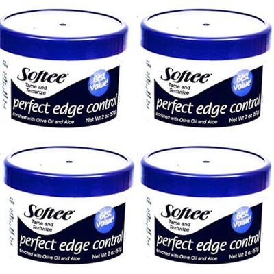 4pk Softee Perfect Edge Control enriched with olive oil and aloe 2 oz+Edge Control Brush