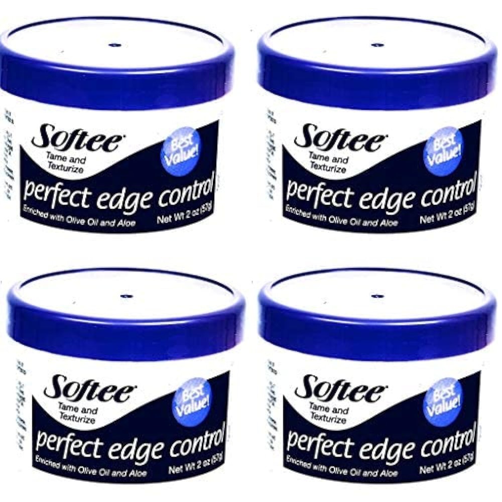 4pk Softee Perfect Edge Control enriched with olive oil and aloe 2 oz+Edge Control Brush