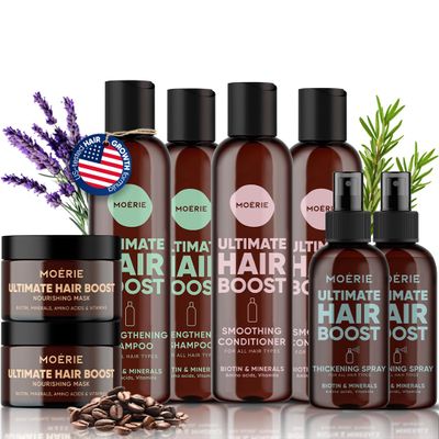 Morie Hair Growth Shampoo, Conditioner, Spray and Mask for Men and Women, Hair Loss Solution with Biotin and Rosemary, Thickening Hair Regrowth Set with Serum Level Care for Thinning Hair, 8 Set