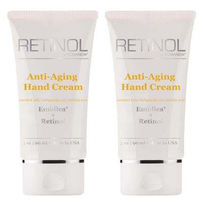 Robanda Retinol Anti-Aging Hand Cream - Hydrating & Moisturizing Hand Lotion with Anti-Aging Formula to Help Prevent Wrinkles & Reduce Fine Lines, 3 oz, 2 pack
