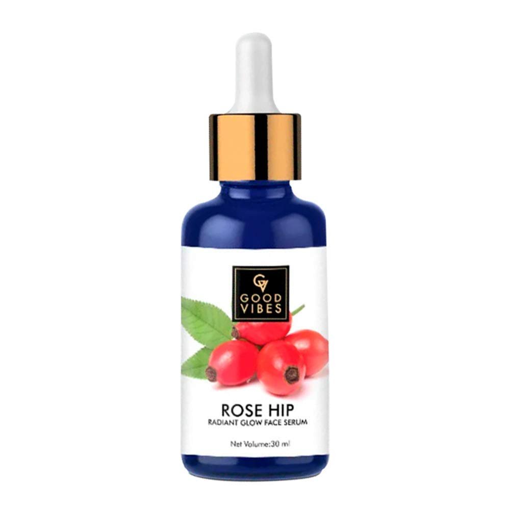 Good Vibes Rosehip Face Serum | Radiant Glow Formula for Clear, Smooth Skin | Hydrating Anti-Aging Facial Serum with Vitamin A & C | No Parabens, No Sulphates | All Skin Types | 1.01 Fl Oz (30ml)