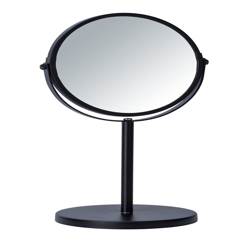 WENKO Model Assisi Cosmetic Mirror with 100% Mirror Surface 3X Magnification Tiltable Steel Black Dimensions 18.5 x 34.5 x 15 cm