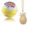 Bath Bombs Jewelry with Necklace Pineapple Inside - Perfect Treasure Hidden in Huge Bath Bomb - Fizzy and Bubble Organic Bathbomb in Gift Box for view 2