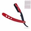 Red Black Barber Staright Edge Salon Hair Cut Razor 100% Stainless Steel with 10 Blades by "FLAME STAR" view 1